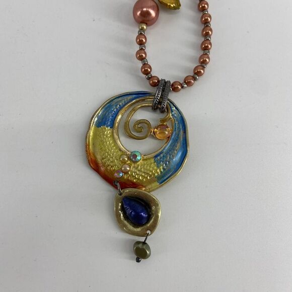 Treska Venus Collection Long Metallic Shell Beaded Necklace New - Picture 2 of 4